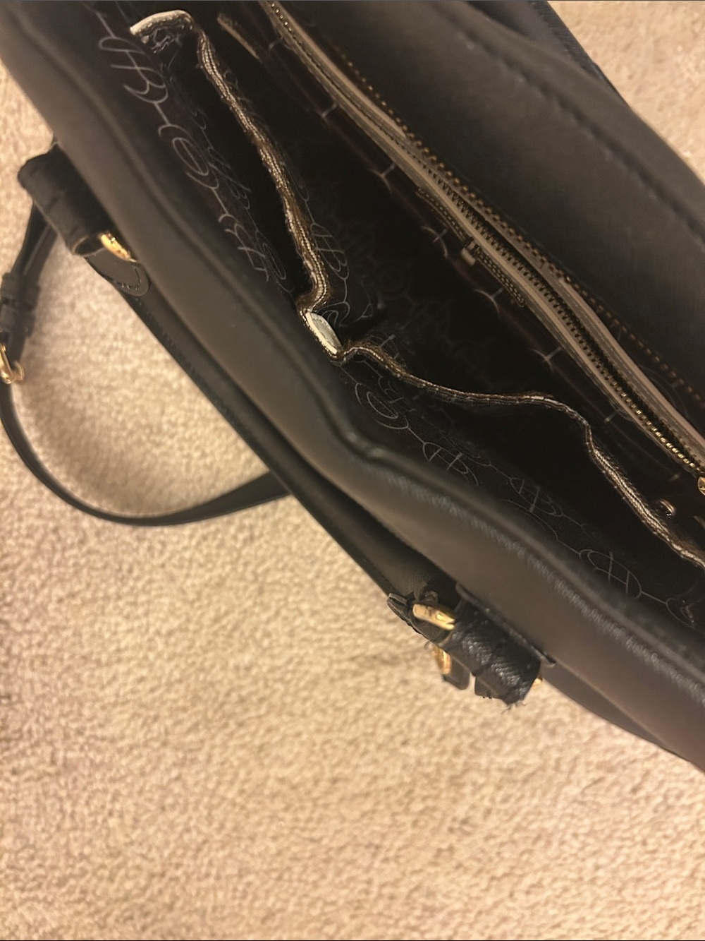 henri bendel Black Satchel with Gold Accent Logo Charm - Picture 10 of 11